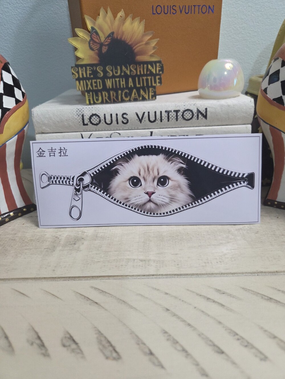 Funny 3D Peeking Cat Zipper Sticker Vinyl Decal Graphic Car Laptop Wall, NEW